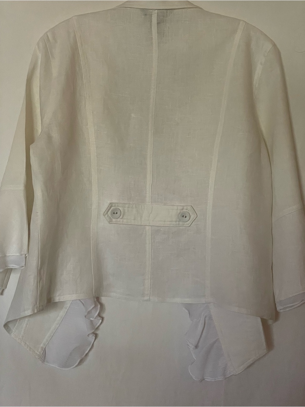 Multiples White Ruffle-Trim Button Front Jacket - Picture 4 of 7